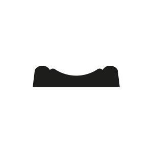 Cross-section profile of pine cover mould 8mm x 30mm showing shaped edge detail