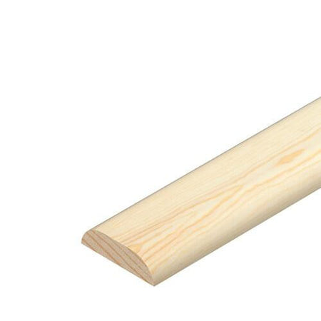Pine D mould cover moulding 9mm x 34mm x 2400mm, full length view