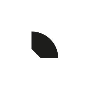 Cross-section profile of 12mm pine quadrant moulding showing curved edge