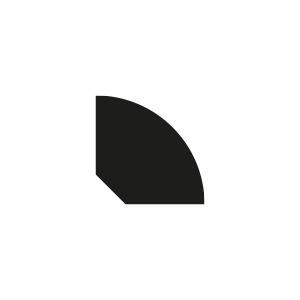 Cross-section profile of 18mm x 18mm pine quadrant moulding showing curved face
