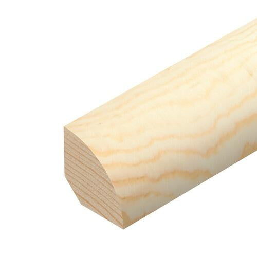 Pine quadrant moulding 21mm x 21mm x 2400mm, smooth curved profile for flooring and internal corner finishing
