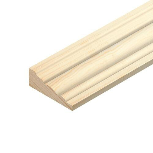 Pine barrel moulding 34mm x 12mm x 2400mm, traditional triple-curved profile softwood length