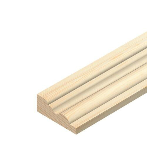 Pine panel mould 8mm x 21mm x 2400mm, traditional curved softwood profile