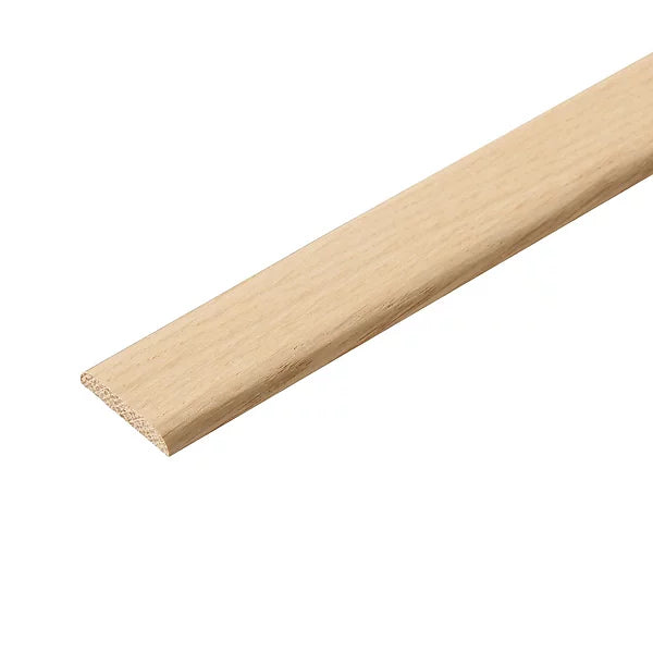 Unfinished natural oak D moulding 6x46mm x 2.4m cover strip for sheet material edges