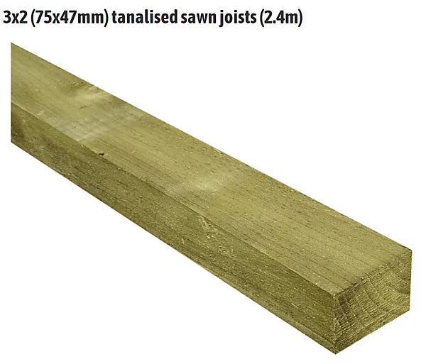 Pressure Treated (Tanalised) Rough Sawn Timber - 3" x 2"  75mm x 47mm