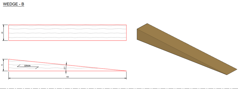 Hardwood Wooden  Wedges - 150mm x 20mm x 15mm - 100 Per Pack