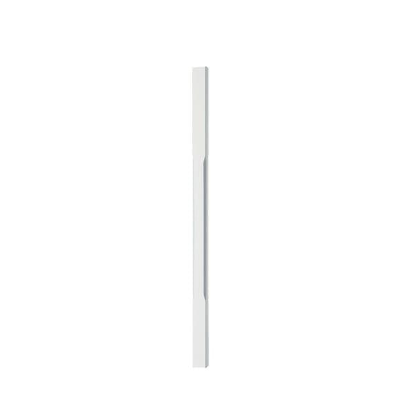 White primed stop chamfer spindle baluster 900mm 41x41mm on plain background